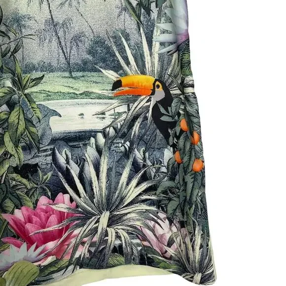 H&M Conscience Line Tropical Bird Toucan Mini Dress Recycled SZ 4 - Picture 4 of 6